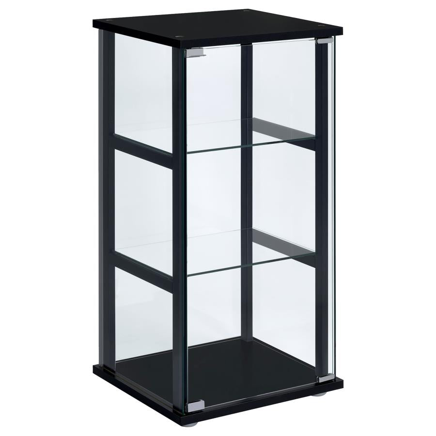 Cyclamen 3-shelf Clear Glass Curio Display Cabinet Black-zoom-1