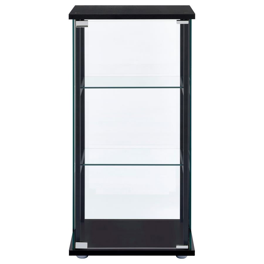 Cyclamen 3-shelf Clear Glass Curio Display Cabinet Black-3