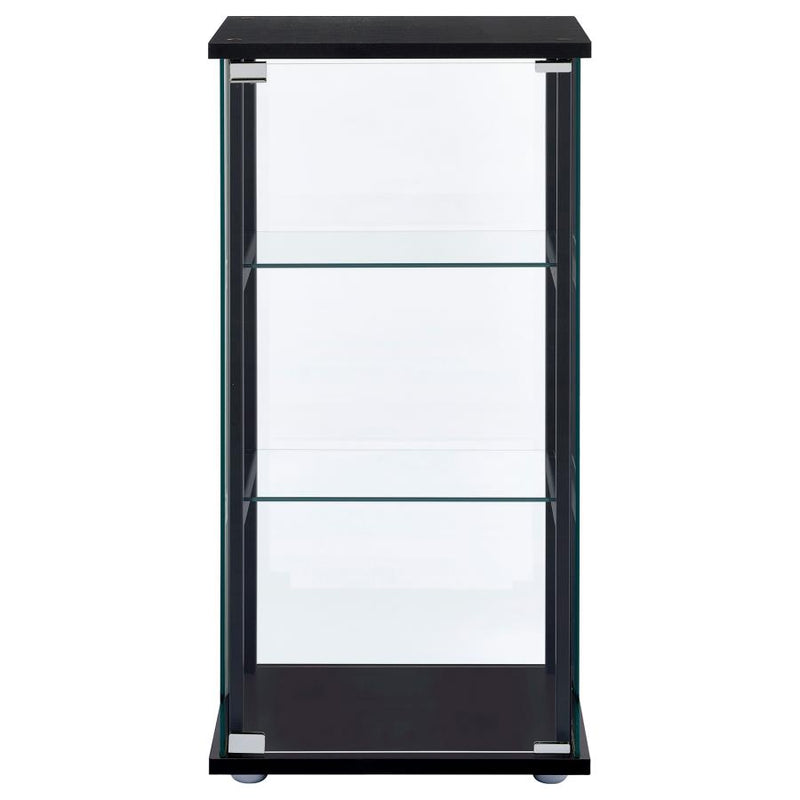 Cyclamen 3-shelf Clear Glass Curio Display Cabinet Black-zoom-