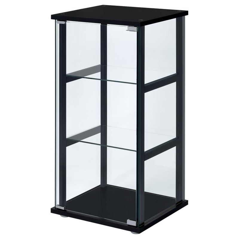 Cyclamen 3-shelf Clear Glass Curio Display Cabinet Black-zoom-