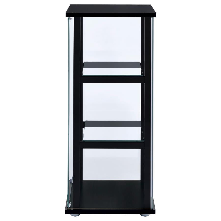 Cyclamen 3-shelf Clear Glass Curio Display Cabinet Black-zoom-5