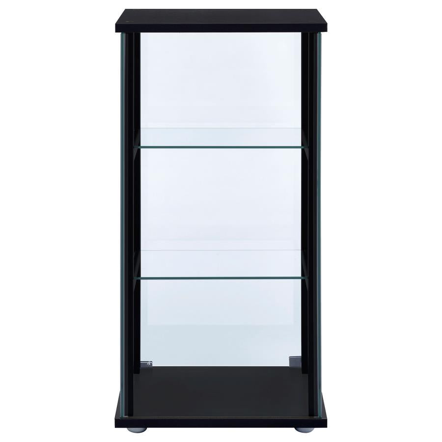 Cyclamen 3-shelf Clear Glass Curio Display Cabinet Black-zoom-6