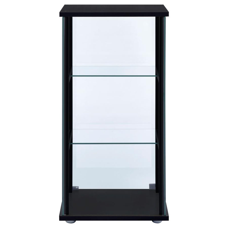Cyclamen 3-shelf Clear Glass Curio Display Cabinet Black-zoom-