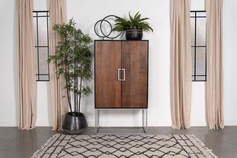 Borman 2-door Home Bar Cabinet Wine Storage Walnut and Black-zoom-