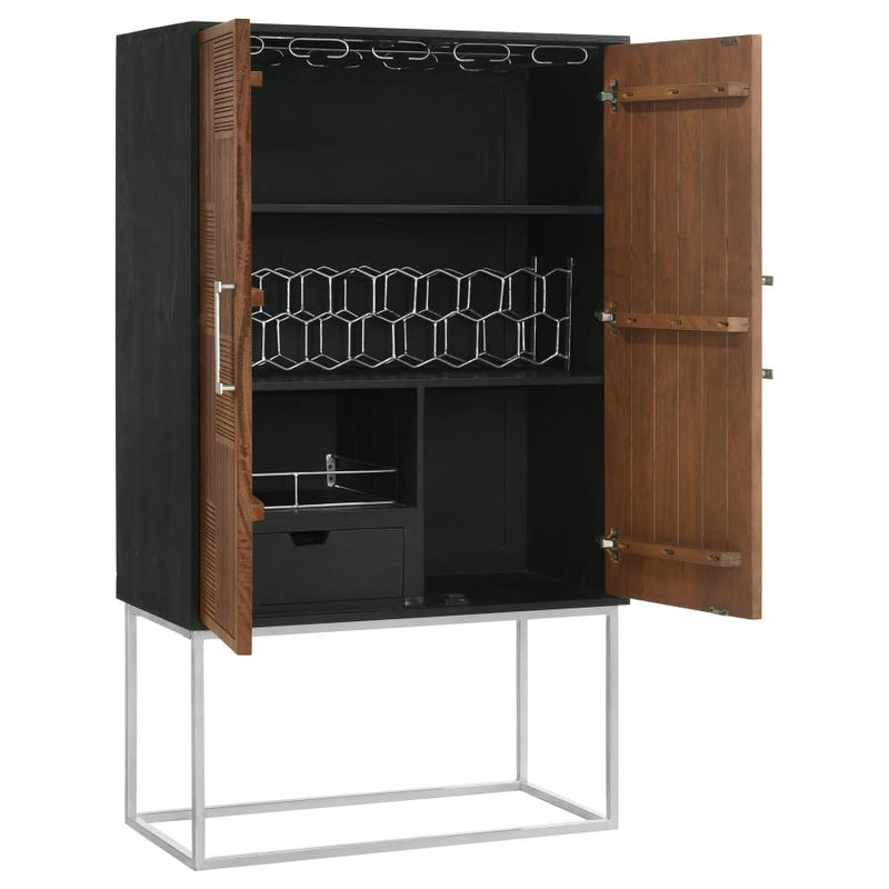 Borman 2-door Home Bar Cabinet Wine Storage Walnut and Black-zoom-