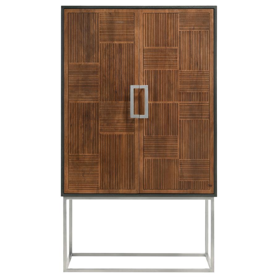 Borman 2-door Home Bar Cabinet Wine Storage Walnut and Black-zoom-5