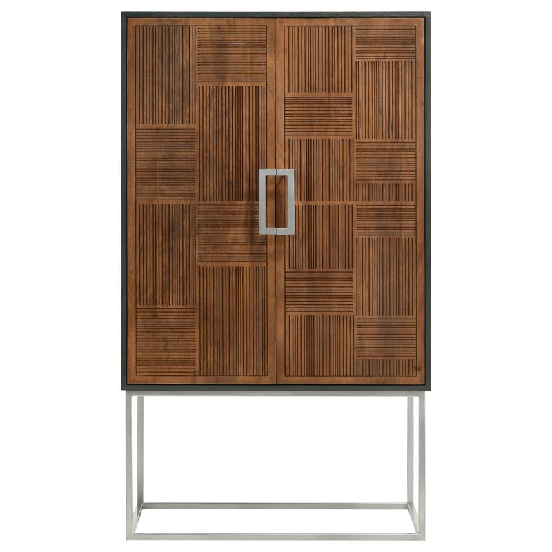Borman 2-door Home Bar Cabinet Wine Storage Walnut and Black-zoom-