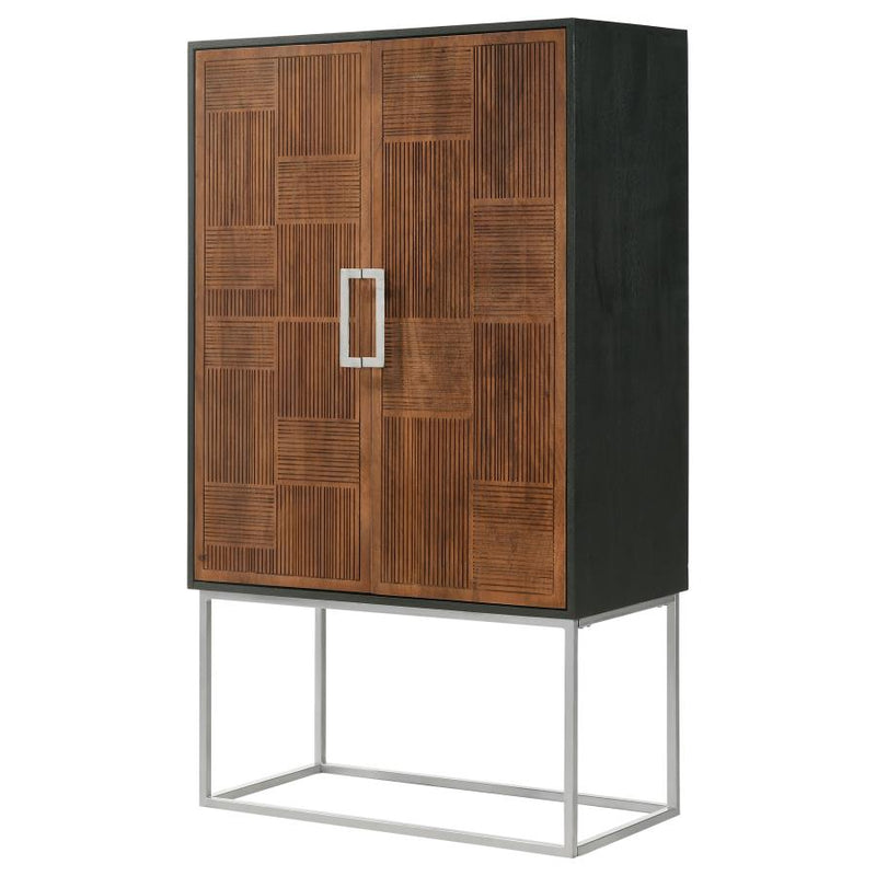 Borman 2-door Home Bar Cabinet Wine Storage Walnut and Black-zoom-