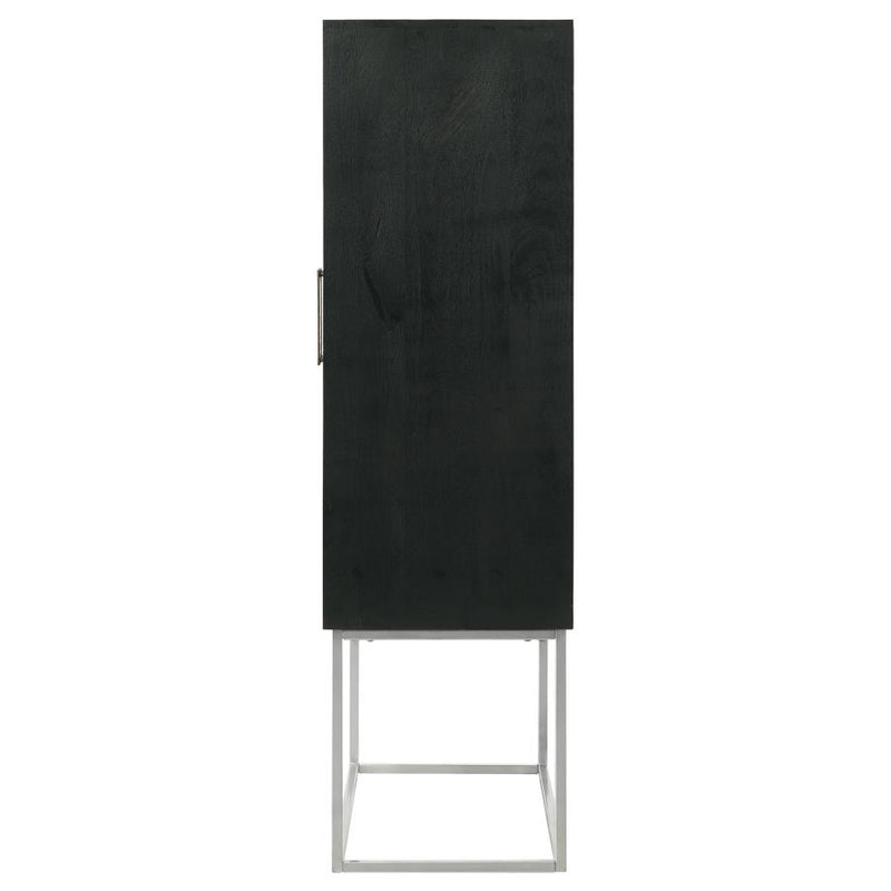 Borman 2-door Home Bar Cabinet Wine Storage Walnut and Black-zoom-