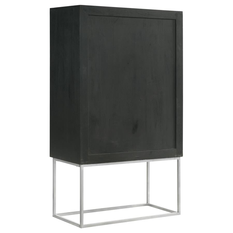 Borman 2-door Home Bar Cabinet Wine Storage Walnut and Black-9