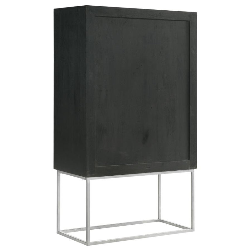 Borman 2-door Home Bar Cabinet Wine Storage Walnut and Black-zoom-