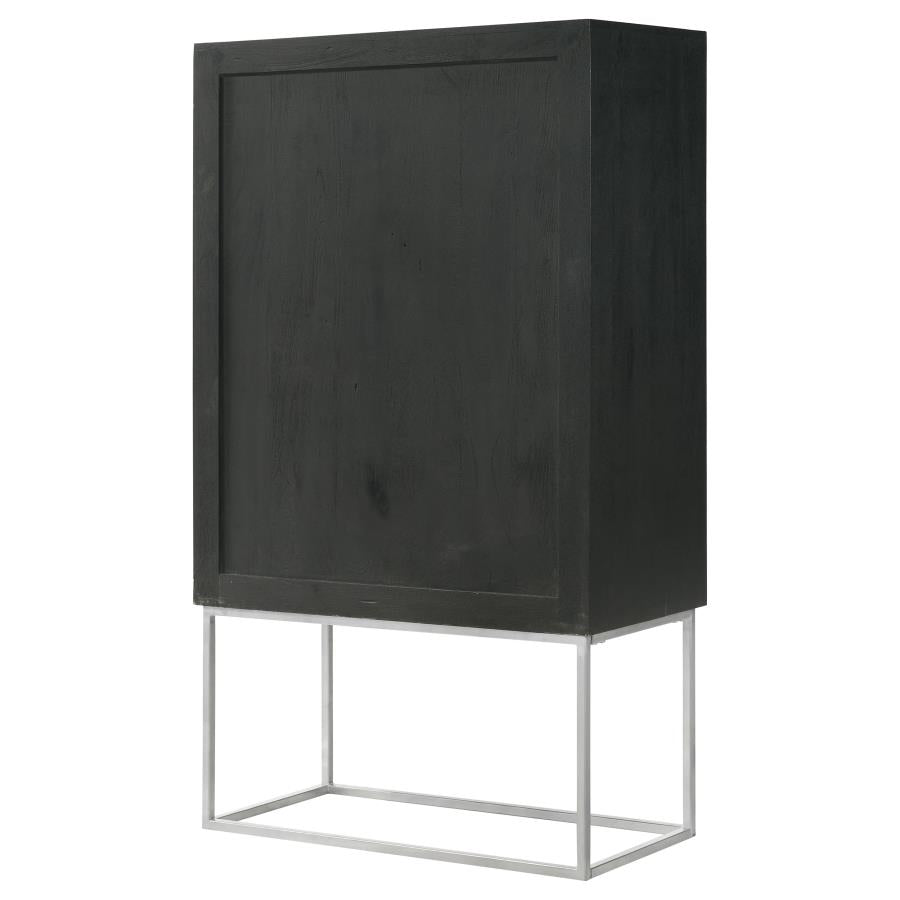 Borman 2-door Home Bar Cabinet Wine Storage Walnut and Black-zoom-10