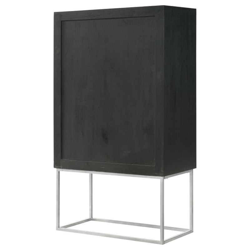Borman 2-door Home Bar Cabinet Wine Storage Walnut and Black-zoom-
