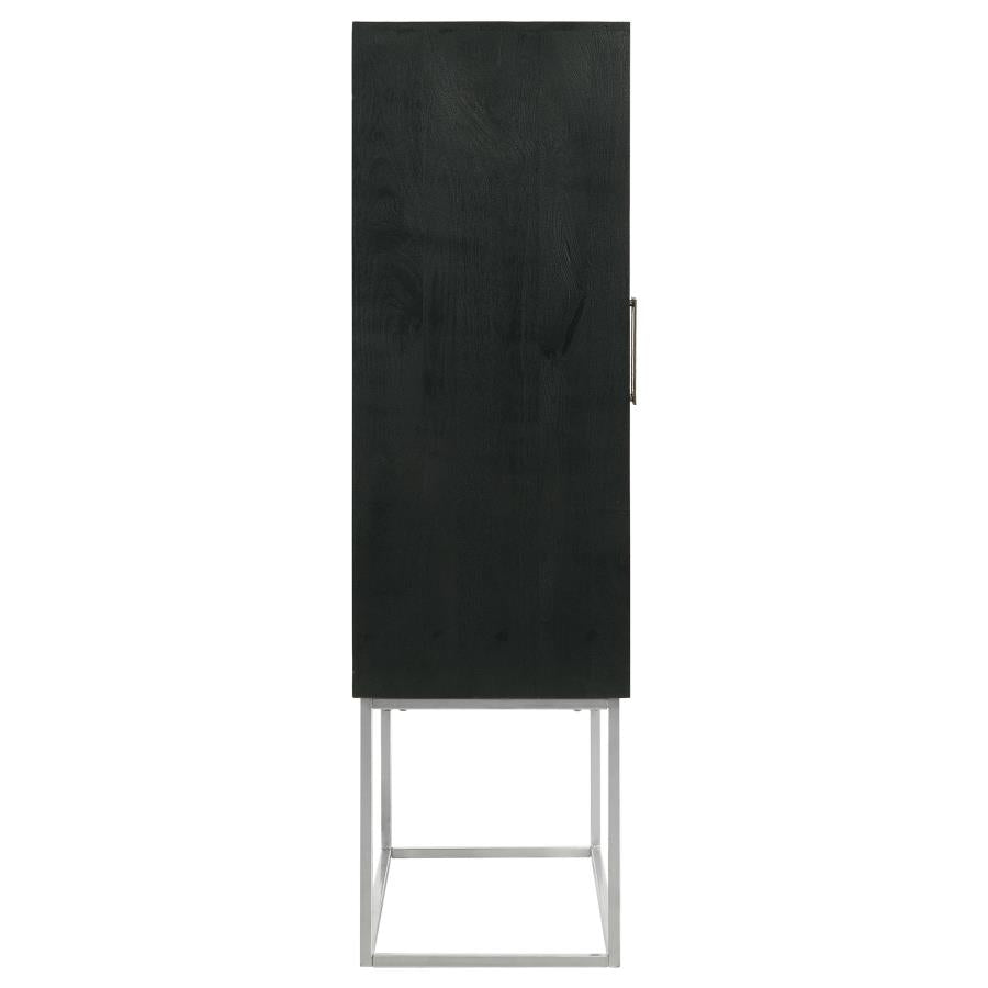 Borman 2-door Home Bar Cabinet Wine Storage Walnut and Black-11
