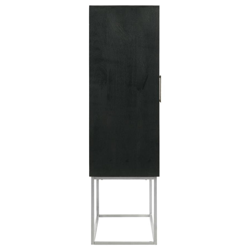 Borman 2-door Home Bar Cabinet Wine Storage Walnut and Black-zoom-