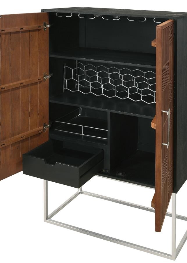 Borman 2-door Home Bar Cabinet Wine Storage Walnut and Black-zoom-12