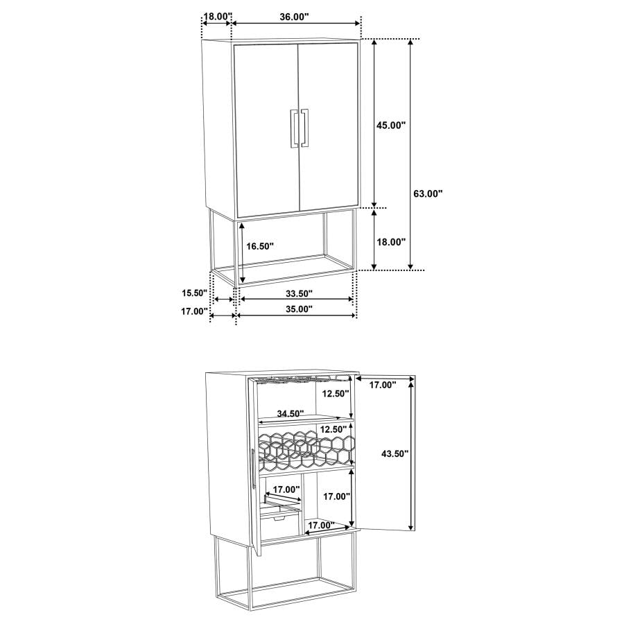 Borman 2-door Home Bar Cabinet Wine Storage Walnut and Black-zoom-16