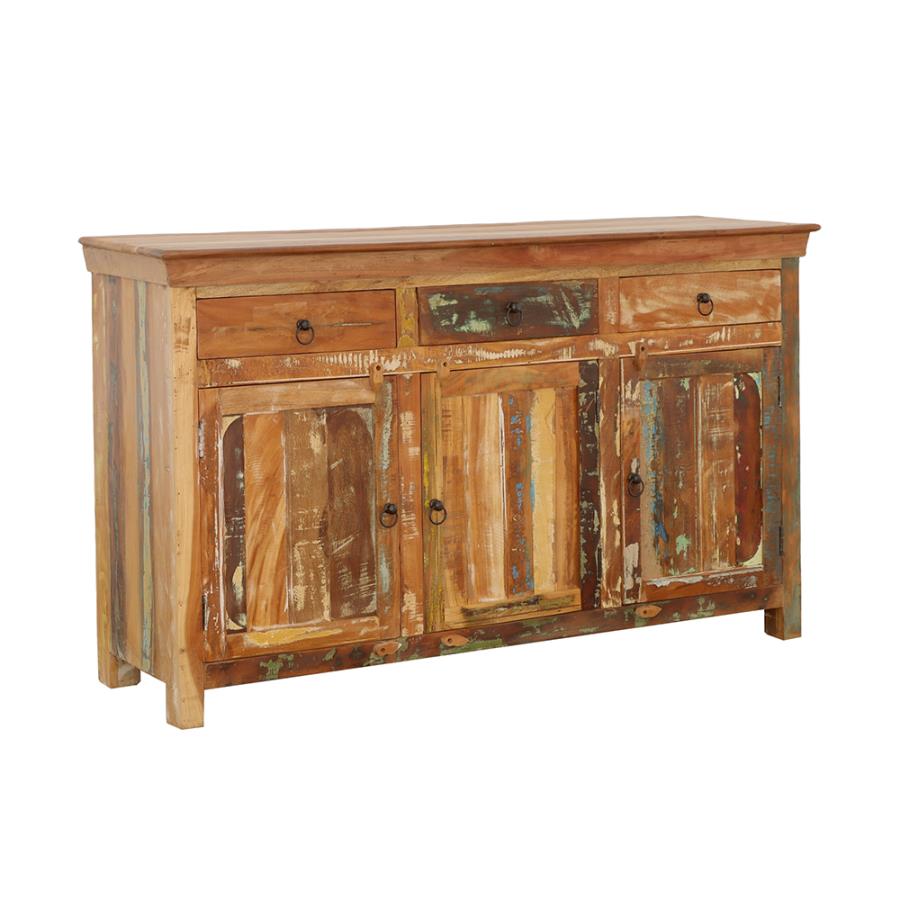Harper 3-door Solid Reclaimed Wood Accent Cabinet Brown-zoom-1