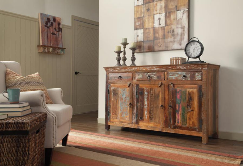 Harper 3-door Solid Reclaimed Wood Accent Cabinet Brown-zoom-
