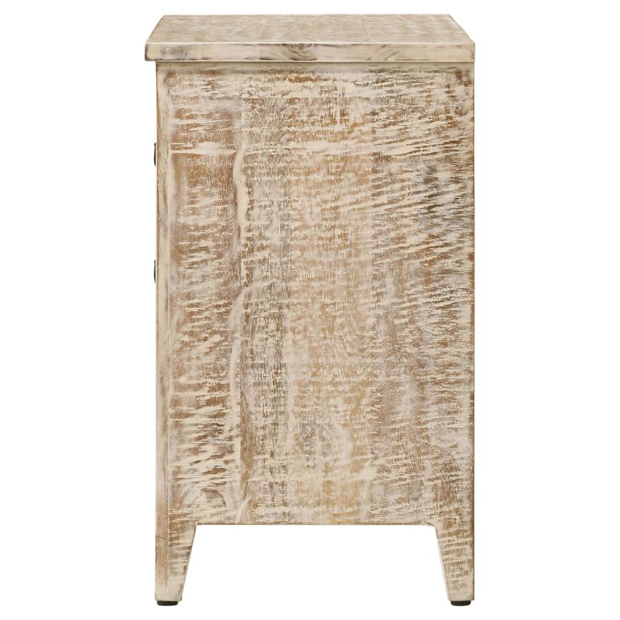 Mariska 3-drawer Wood Mandala Cabinet Distressed White-6