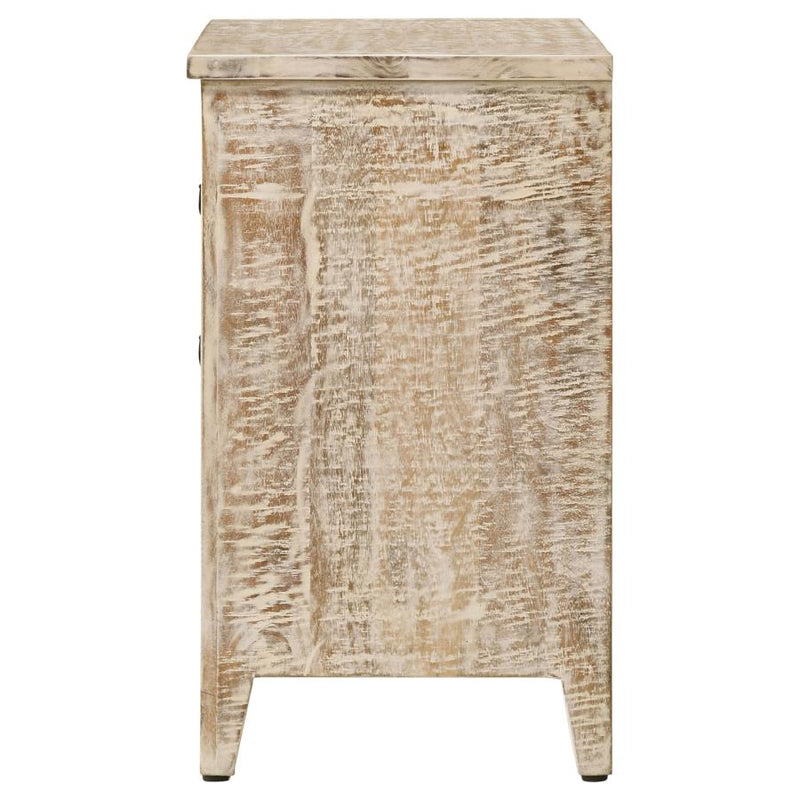 Mariska 3-drawer Wood Mandala Cabinet Distressed White-zoom-