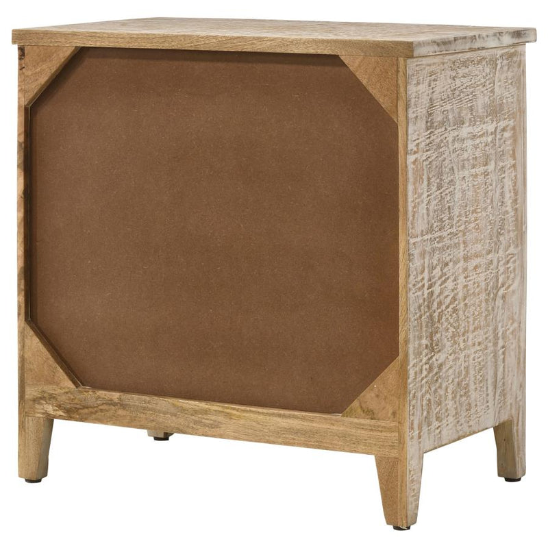 Mariska 3-drawer Wood Mandala Cabinet Distressed White-zoom-