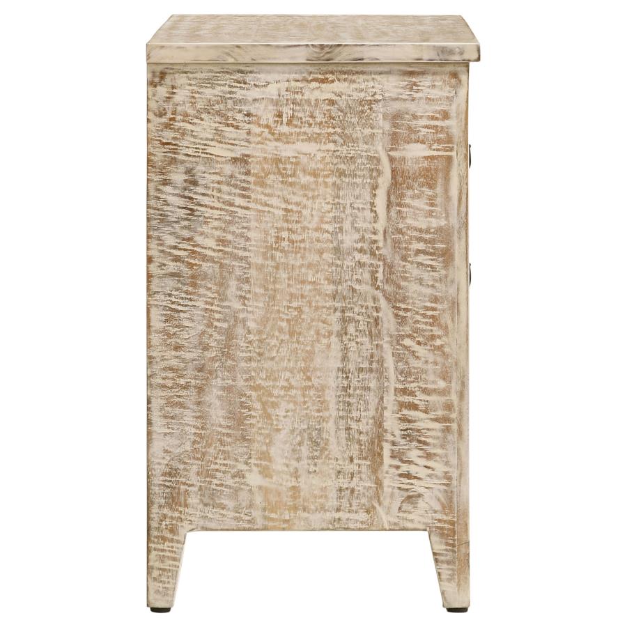 Mariska 3-drawer Wood Mandala Cabinet Distressed White-zoom-9