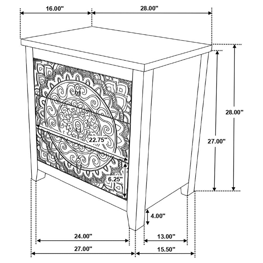Mariska 3-drawer Wood Mandala Cabinet Distressed White-zoom-13
