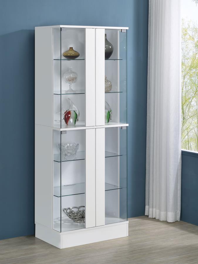 Cabra 4-door LED Curio Display Cabinet White High Gloss-2