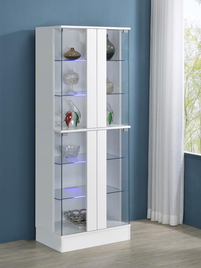 Cabra 4-door LED Curio Display Cabinet White High Gloss-zoom-3