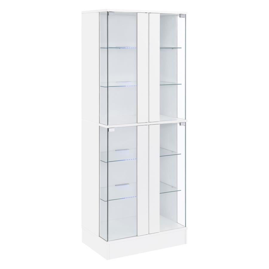 Cabra 4-door LED Curio Display Cabinet White High Gloss-4
