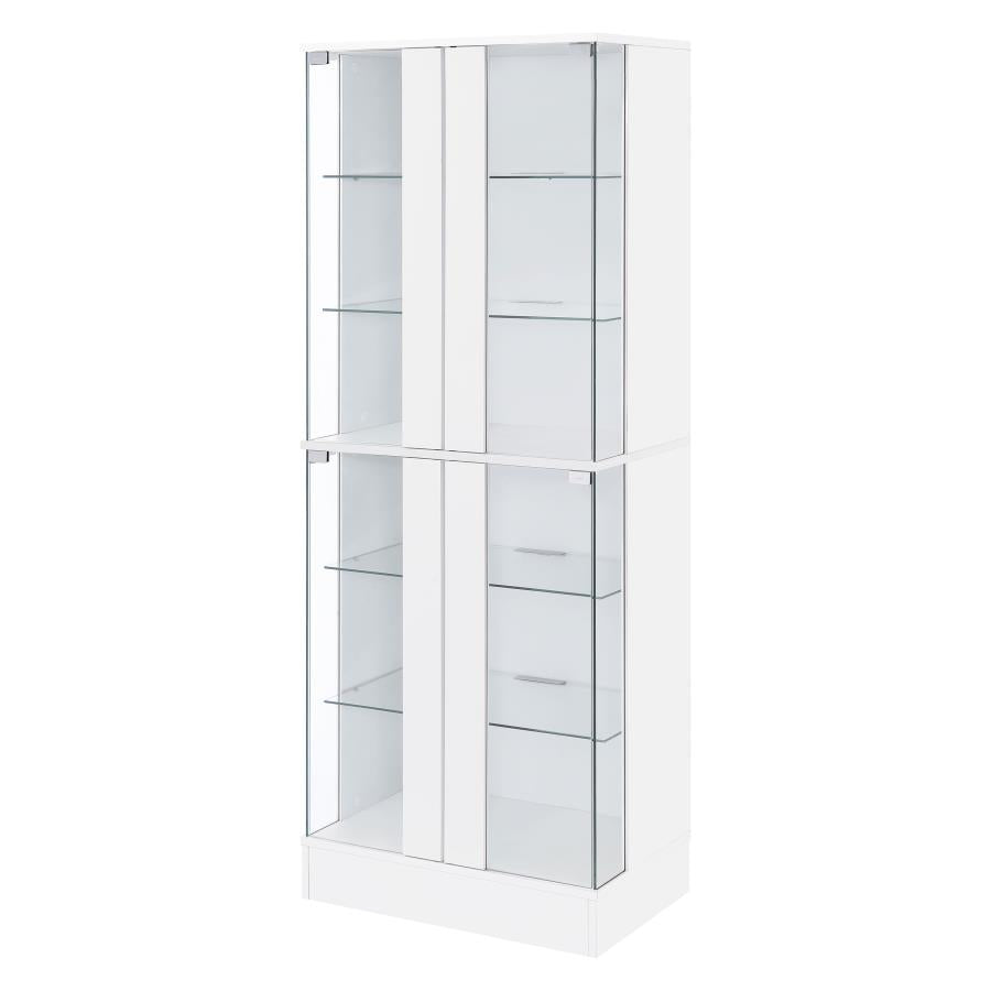 Cabra 4-door LED Curio Display Cabinet White High Gloss-7