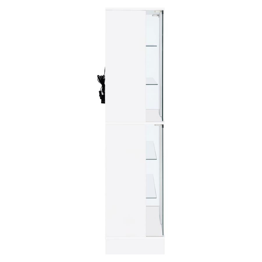 Cabra 4-door LED Curio Display Cabinet White High Gloss-12