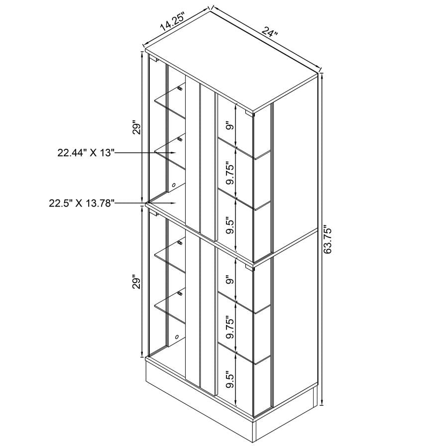 Cabra 4-door LED Curio Display Cabinet White High Gloss-13