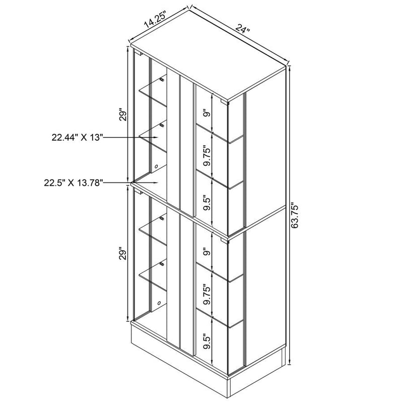 Cabra 4-door LED Curio Display Cabinet White High Gloss-zoom-