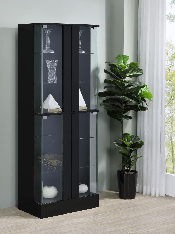 Cabra 4-door LED Curio Display Cabinet Black High Gloss-2