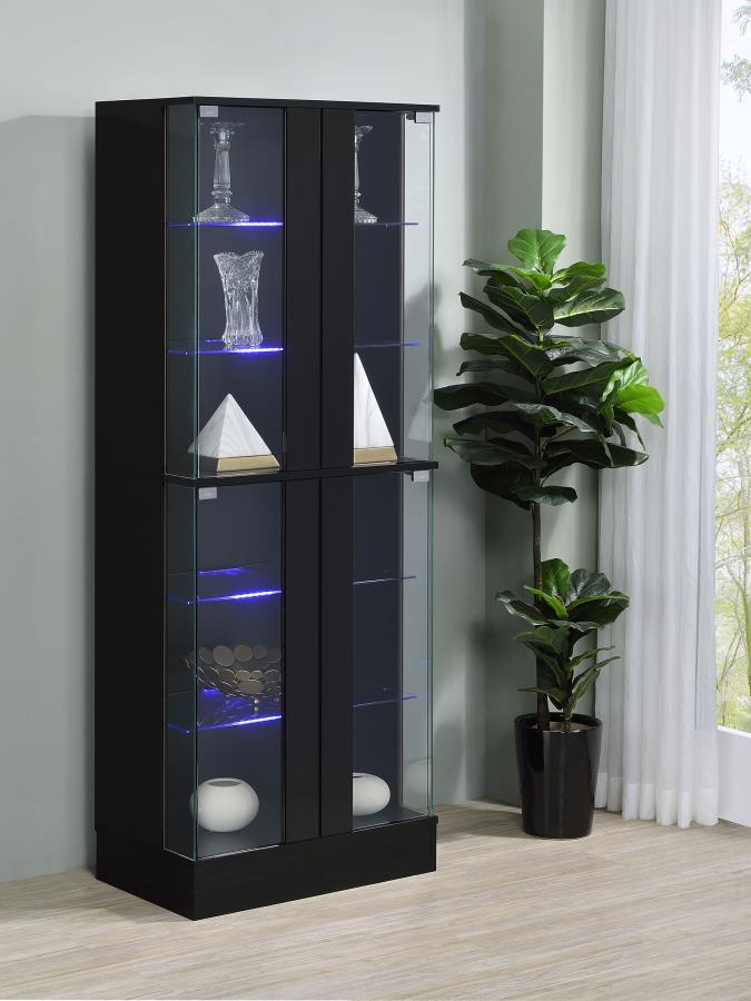 Cabra 4-door LED Curio Display Cabinet Black High Gloss-3