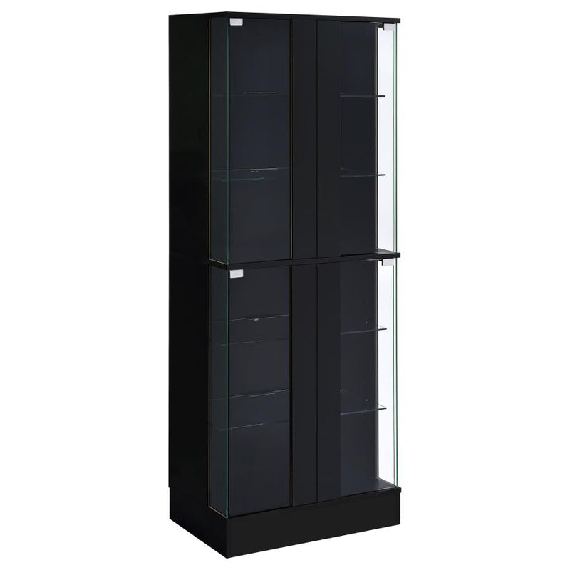 Cabra 4-door LED Curio Display Cabinet Black High Gloss-zoom-