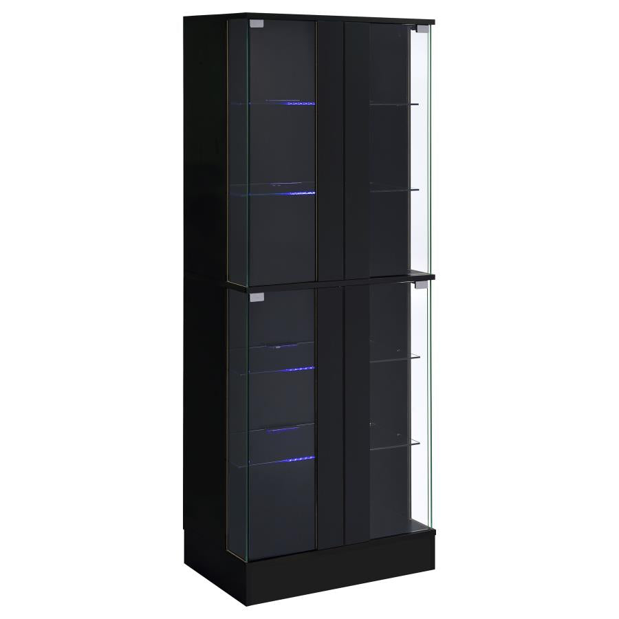 Cabra 4-door LED Curio Display Cabinet Black High Gloss-zoom-4