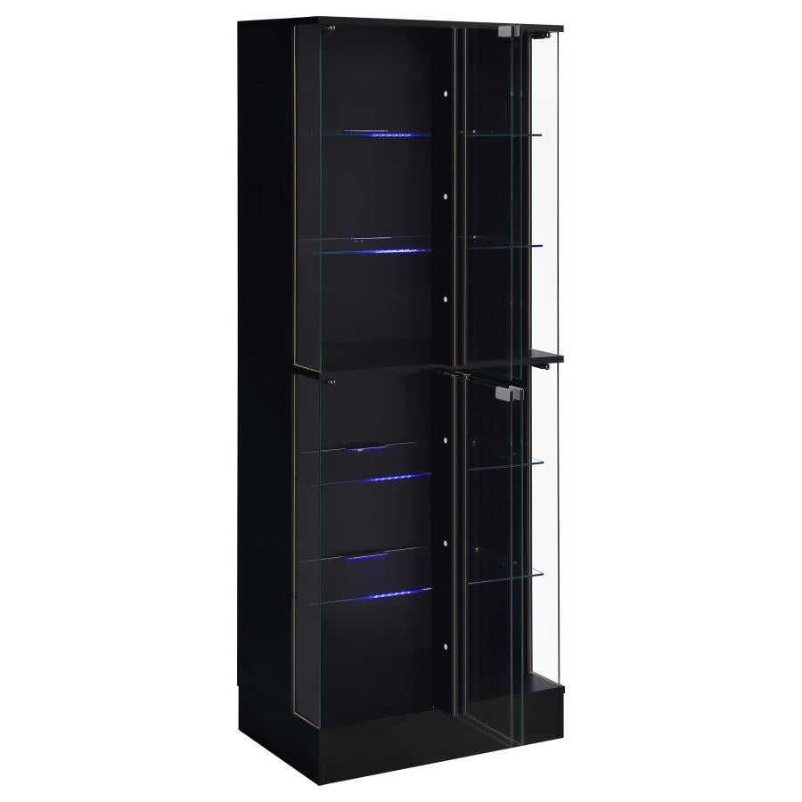 Cabra 4-door LED Curio Display Cabinet Black High Gloss-zoom-5