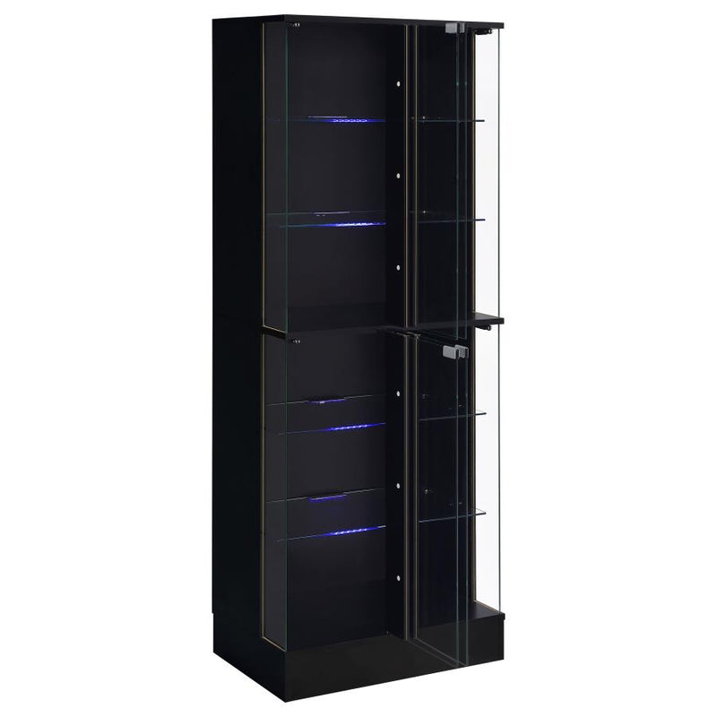Cabra 4-door LED Curio Display Cabinet Black High Gloss-zoom-