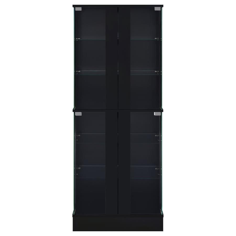 Cabra 4-door LED Curio Display Cabinet Black High Gloss-zoom-6