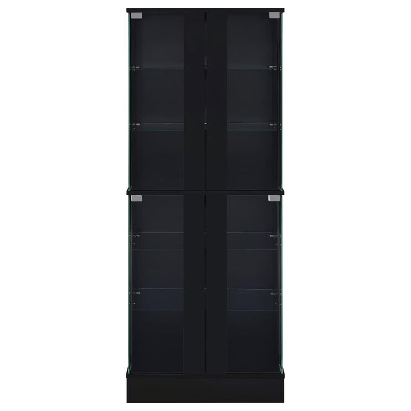 Cabra 4-door LED Curio Display Cabinet Black High Gloss-zoom-