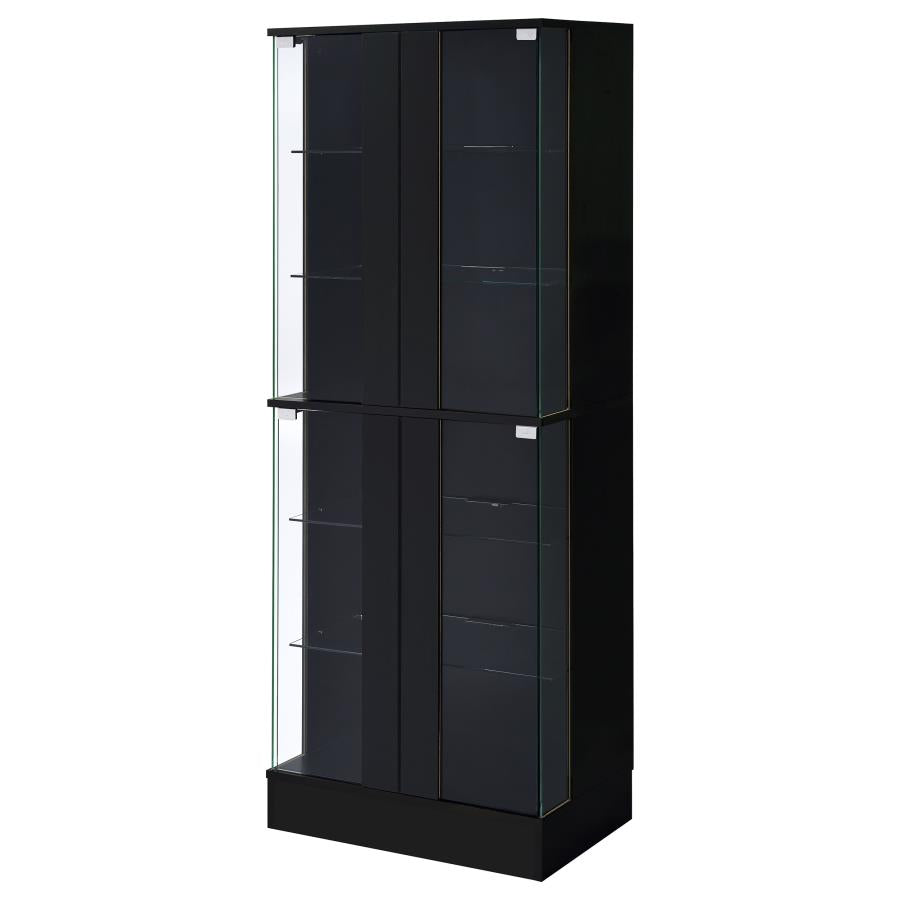 Cabra 4-door LED Curio Display Cabinet Black High Gloss-7