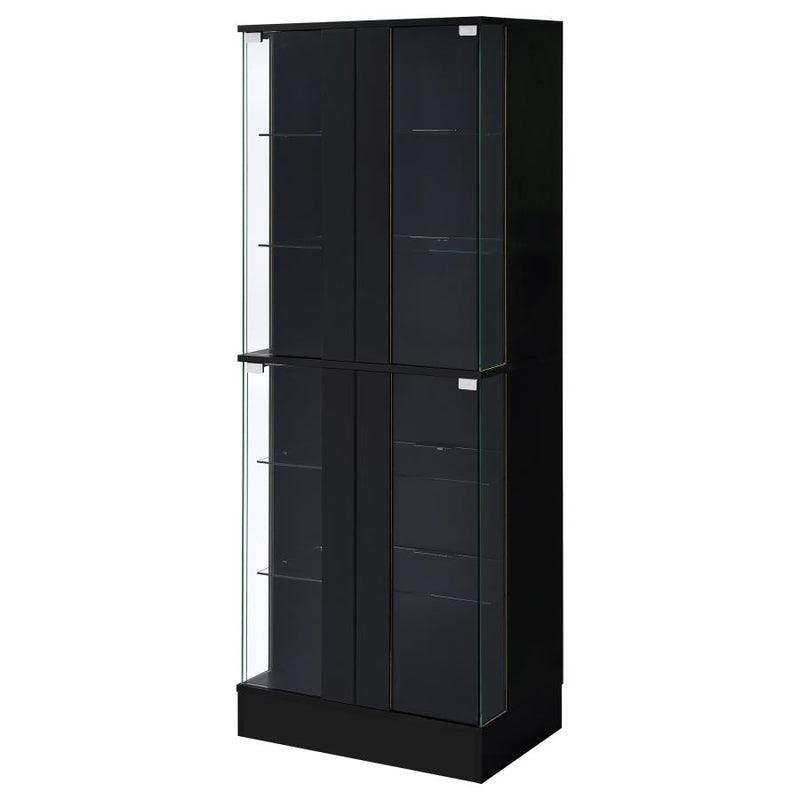 Cabra 4-door LED Curio Display Cabinet Black High Gloss-zoom-
