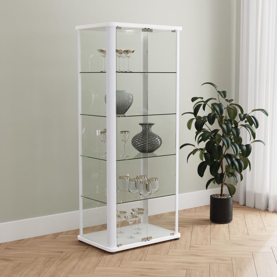 Aero 5-shelf Display Curio Cabinet with LED Lighting White-zoom-3