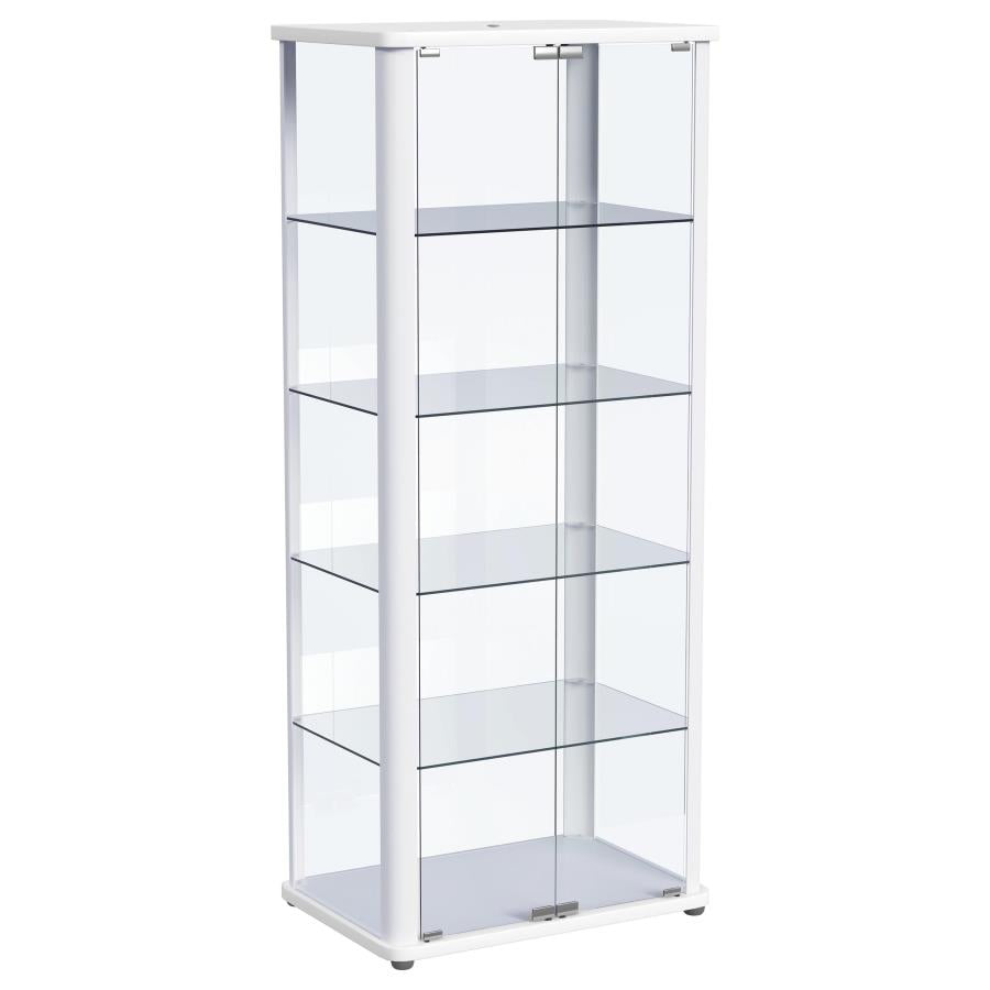 Aero 5-shelf Display Curio Cabinet with LED Lighting White-zoom-1