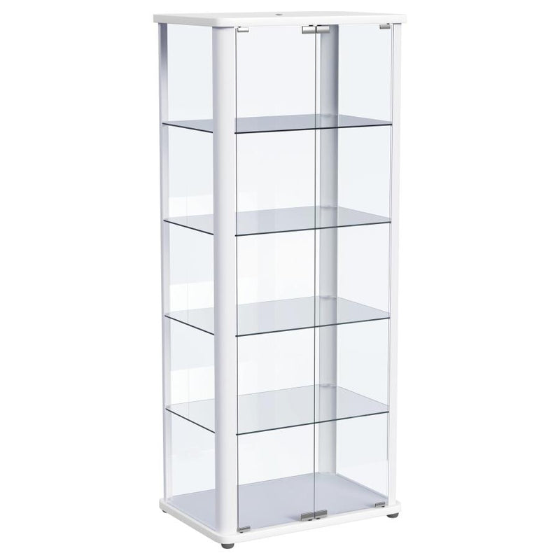 Aero 5-shelf Display Curio Cabinet with LED Lighting White-zoom-