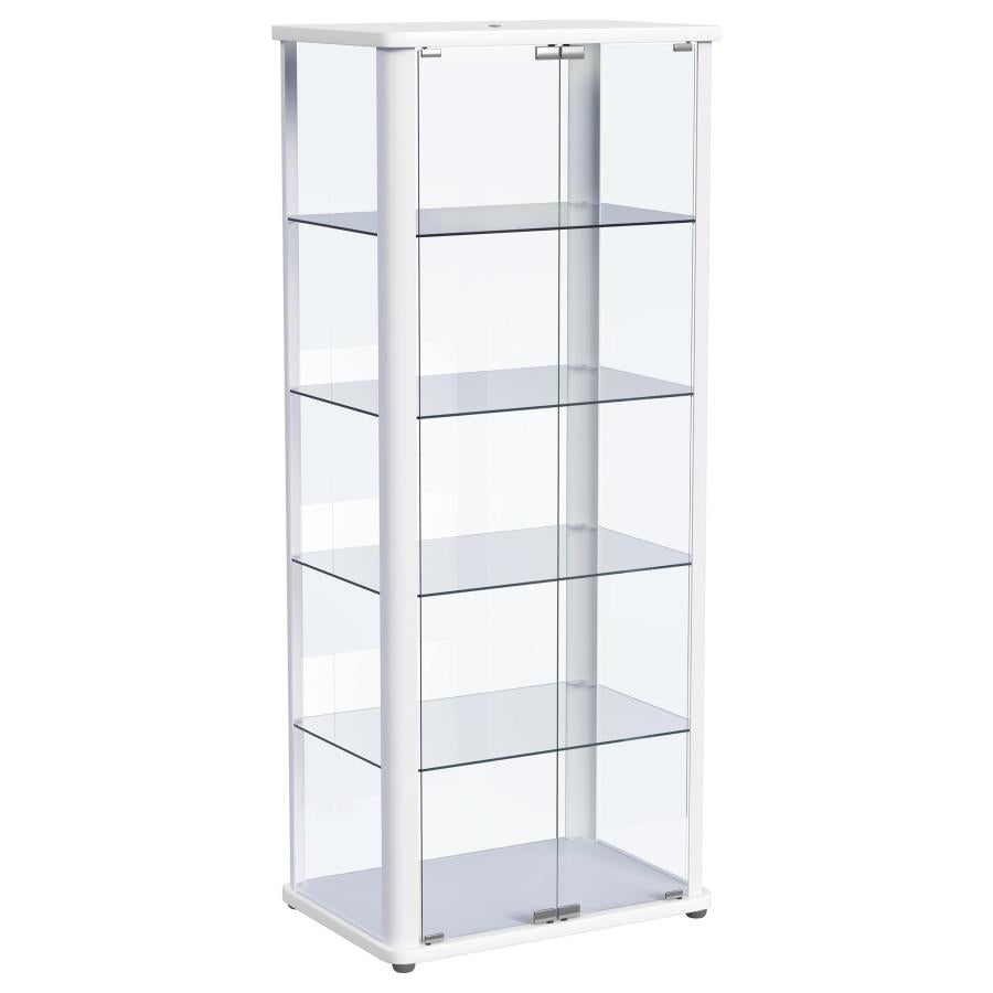 Aero 5-shelf Display Curio Cabinet with LED Lighting White-zoom-4