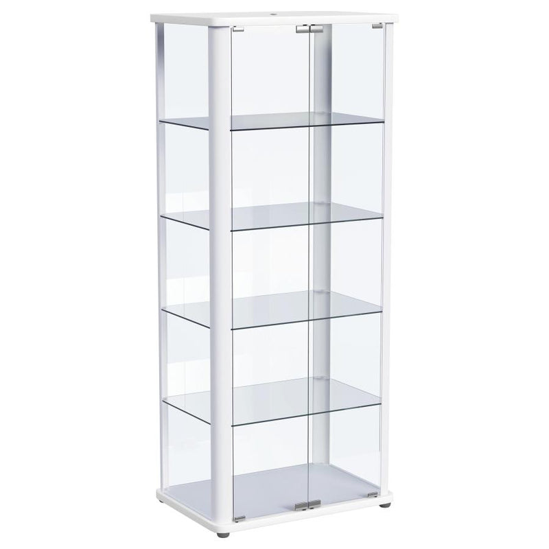 Aero 5-shelf Display Curio Cabinet with LED Lighting White-zoom-